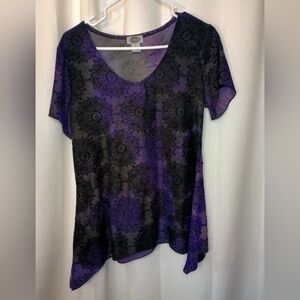 Sienna Grace Whimsigoth Asymmetric Velvet Top Medium Purple Dark Fairy Gypsy